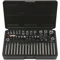 Finition chromée satinée Chrome Vanadium Coffret de rangement - Carré d'entraînement en pouce: 1/4" + 3/8" + 1/2" - Code EAN: ...