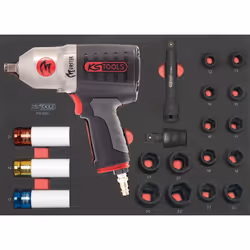 Module de douilles et clé à chocs pneumatique 1/2' KS TOOLS - 20 pièces - 712.1020
