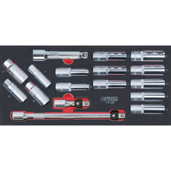 Module de douilles longues et accessoires 1/2'', 17 pièces