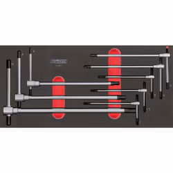 Description générale Module de clés mâles 6 pans à poignée en T, comprenant 8 pièces dans un module en mousse de taille 1/3,  ...