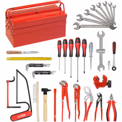 Composition d'outils Sanitaire-Chauffage en caisse métallique - 47 pièces