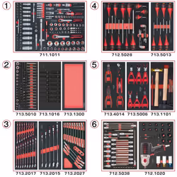 Kstools - Composition d'outils 6 tiroirs pour servante, 428 pièces