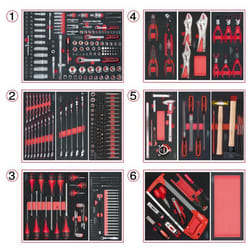 Composition d'outils 6 tiroirs pour servante, 455 pièces