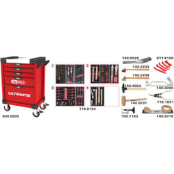 Ks Tools - Servante ultimate 5 tiroirs avec composition d'outils pour la carrosserie, 166 pièces - 809.5154