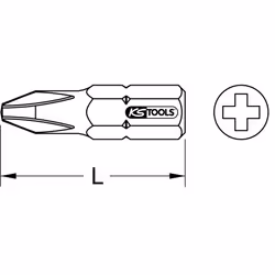Kstools - Mini embouts de vissage phillips®, L.18 mm 0, l. 18 mm du coffret 918.3050