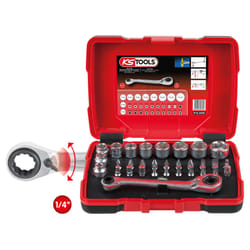 KS TOOLS Coffret de douilles et d'embouts de visage 1/4 + 11 mm, 31 pcs - 918.3050