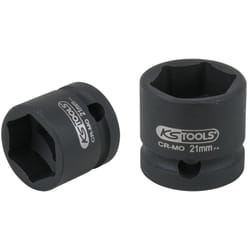Ks Tools 515.0069 - Douille À Chocs 6 Pans 1/2'', L. 28 Mm - 21 Mm - Uniquement Pour Utilisation À Chocs - En Chrome-Molybdène