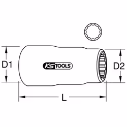Kstools - Douille isolée 3/8, 22 mm