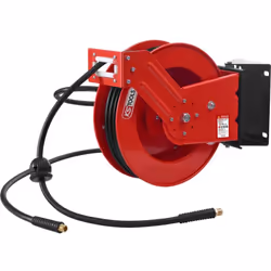 Tambour orientable à 180° à l'aide d'une fixation murale. Tuyau en polymère hybride élastique résistant aux pliures. Retour a ...