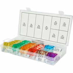 Selon ISO 8820-3 Code couleur suivant l'ampérage du fusible Coffret de rangement plastique - Code EAN: 4042146770023 - Norme: ...