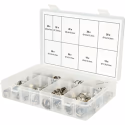 Adapté pour diamètres de flexibles 5,8 - 21 mm En acier inoxydable Livré dans un coffret en plastique Pièces dans l'ensemble ...