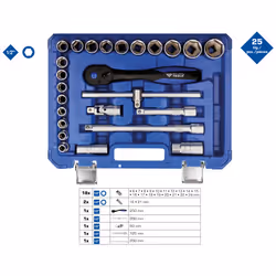 Brilliant Tools BT022025, Ensemble de douilles, 1/2", 25 tête(s), 4,67 kg, 300 mm, 390 mm