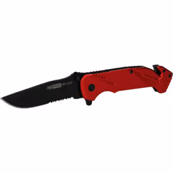 KS Tools 907.2220, Couteau à lame verrouillable, Camper/scout, Pointe centrale, Noir, Rouge, 21 cm, 8,5 cm