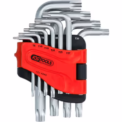 Kstools - Jeu de clés mâles coudées Torx avec alésage, courtes, 10 pcs, TB8-TB50