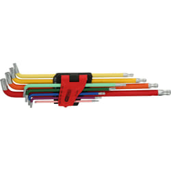Jeu de clés mâles coudées Torx à tête sphérique, extra longues et coudées à 108°, 9 pcs