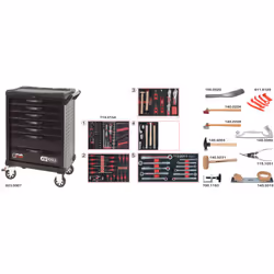 Perforations normalisées pour fixation d'accessoires Système anti-basculement Plan de travail avec tapis en mousse 4 roues ro ...