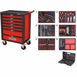 Chariot avec des outils KS Tools RACINGline BLACK/RED; 598 unités
