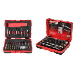 Jeu d'embouts et douilles 1/4 + Coffret d'extraction pour vis torx® et 6 pans