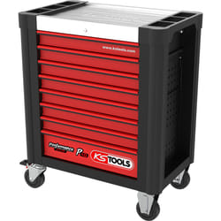 PERFORMANCEplus P10 Chariot d'atelier NOIR/ROUGE avec 8 tiroirs