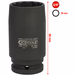 KS Tools 150.1736, Prise, 3/4", 1 tête(s), Acier au chrome-molybdène, DIN 3120, ISO 1174, 590 g