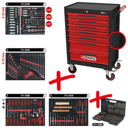 ECOline Servante d'atelier NOIR/ROUGE avec 7 tiroirs et 515 outils d'excellente qualité