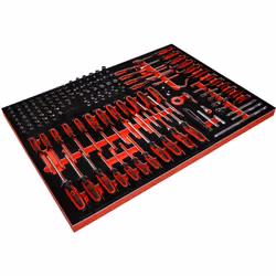 Jeu de clés à douille et de tournevis 1/4 dans insert en mousse, 142 pcs