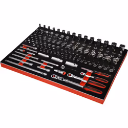 Kstools - Jeu de clés à douille 1/4&apos&apos+ 3/8 dans insert en mousse, 142 pcs
