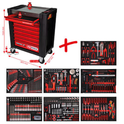Composition pour servante d’atelier Performanceplus P10 avec 397 outils pour 7 tiroirs
