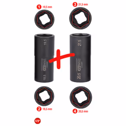 KS Tools 515.0895, Ensemble de douilles, 1/2", 2 tête(s), Acier au chrome-molybdène, DIN 3121, ISO 1174