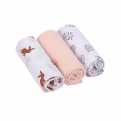 Lässig Little Forest, Couverture à emmailloter, Gris, Rose, Blanc, Motif, Coton, M, Garçon/Fille