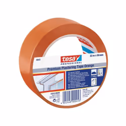 Adhesif special Batiment 4843 33 m x 50 mm orange Tesa : Constitué d'un film PVC souple résistant à la déchirure avec une mas ...