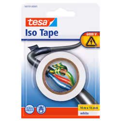TESA Bande isolante, 1 pièce(s), Blanc, PVC, 6 V, Blister, IEC 454-3-1