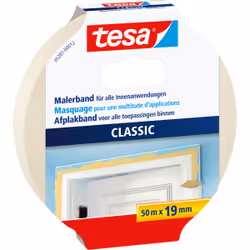 TESA Ruban de masquage Classic, Ruban de masquage universel, Beige, 8 jour(s), 50 m, 19 mm