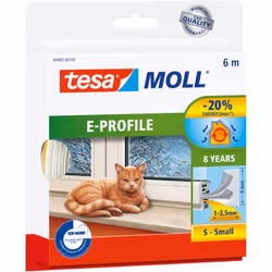 tesamoll Joint en caoutchouc E-profile - joint autocollant pour isoler les interstices des fenêtres et des portes - blanc - 6 ...