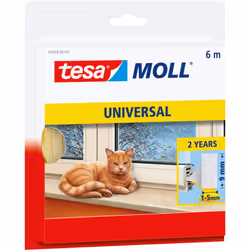Mousse universelle tesamoll - Joint en mousse pour isoler les interstices de la maison, autocollant - blanc - 6 m x 9 mm x 5, ...