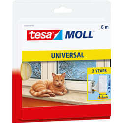 Tesa - Mousse universelle moll - Joint en mousse pour isoler les interstices de la maison, autocollant - blanc - 6 m x 9 mm x 5,5 mm