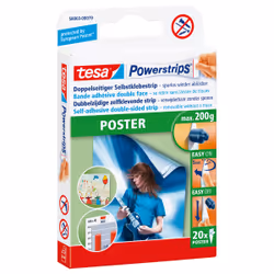 TESA Powerstrips POSTER, étiquette de fixation, Blanc, Intérieure, Papier, 0,2 kg, Boîte