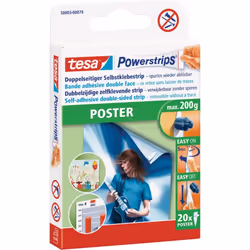 tesa Powerstrips POSTER - Bandes adhésives double face pour affiches et posters - Autocollantes et amovibles sans laisser de  ...