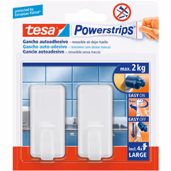 Tesa powerstrips jusqu'à 2kg classic blanc. Fixation d'objets sur des surfaces lisses sans utiliser d'outils, de vis ou de cl ...
