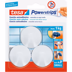 Tesa powerstrips jusqu'à 1kg circulaire blanc. Fixation d'objets sur des surfaces lisses sans utiliser d'outils, de vis ou de ...
