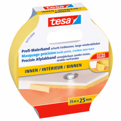 TESA Masquer Finitions parfaites - bords ultra nets, Ruban de masquage pour peintre, Papier, Jaune, Lisse, 150 jour(s), 25 m