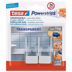 TESA 58811-00000 crochet pour rangement à usage domestique Intérieure Crochet de cuisine Transparent, Blanc 2 pièce(s)