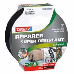 TESA Ruban de réparation Toilé Super Résistant - 10m x 38mm - Noir