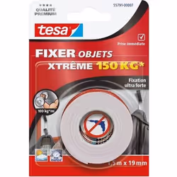 Ruban adhésif Double face Xtrême - TESA - 1500 x 19 mm - Blanc - Plastiques