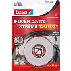Ruban adhésif Double face Xtrême - TESA - 1500 x 19 mm - Blanc - Plastiques