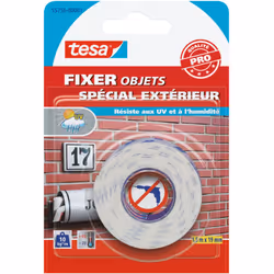 Fort pouvoir adhésif, très robuste, convient pour la fixation d'objets à l'extérieur. Résiste aux UV et à l'humidité. Tient j ...