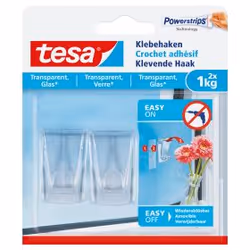 TESA 77735-00000, Intérieure, Crochet universel, Transparent, Bande adhésive, 1 kg, Verre