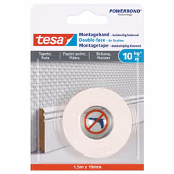 TESA 77742-00000, Adhésif double-face, Blanc, 1,5 m, Intérieure et extérieure, Polyéthylène, 1000 kilogramme par centimètre