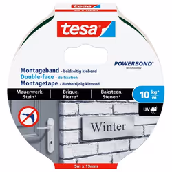 TESA 77749-00000, Adhésif double-face, Noir, 5 m, Intérieure et extérieure, Brique, pierre, 0,1 kilogramme par centimètre
