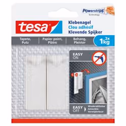 TESA 77773-00000, Intérieure, Crochet universel, Blanc, Bande adhésive, 1 kg, Carrelage et métal
